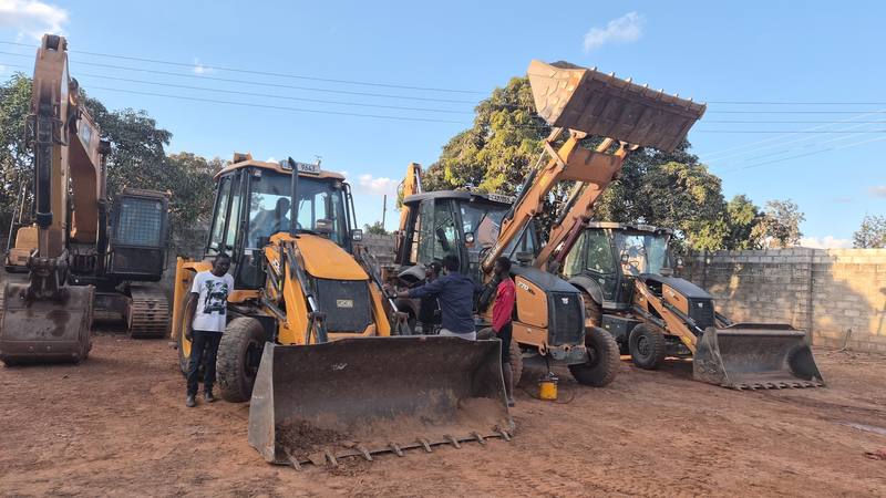 ZAM Africa Earthmovers equipment fleet yard in Lusaka, Zambia